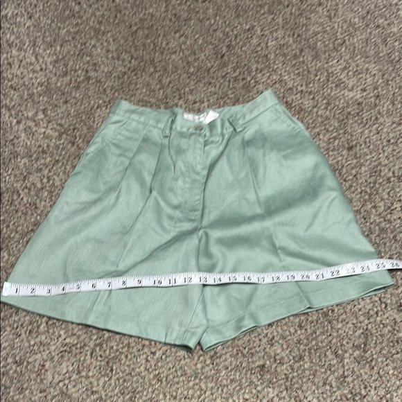 Vintage 90s 100% linen high rise pleated Light mint Shorts - Picture 6 of 7